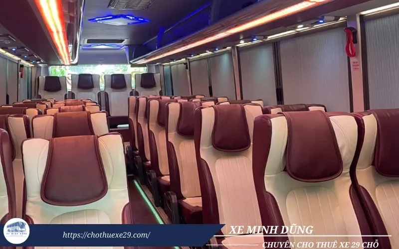 Thuê xe 29 chỗ đi Đồng Tháp Thaco Evergreen